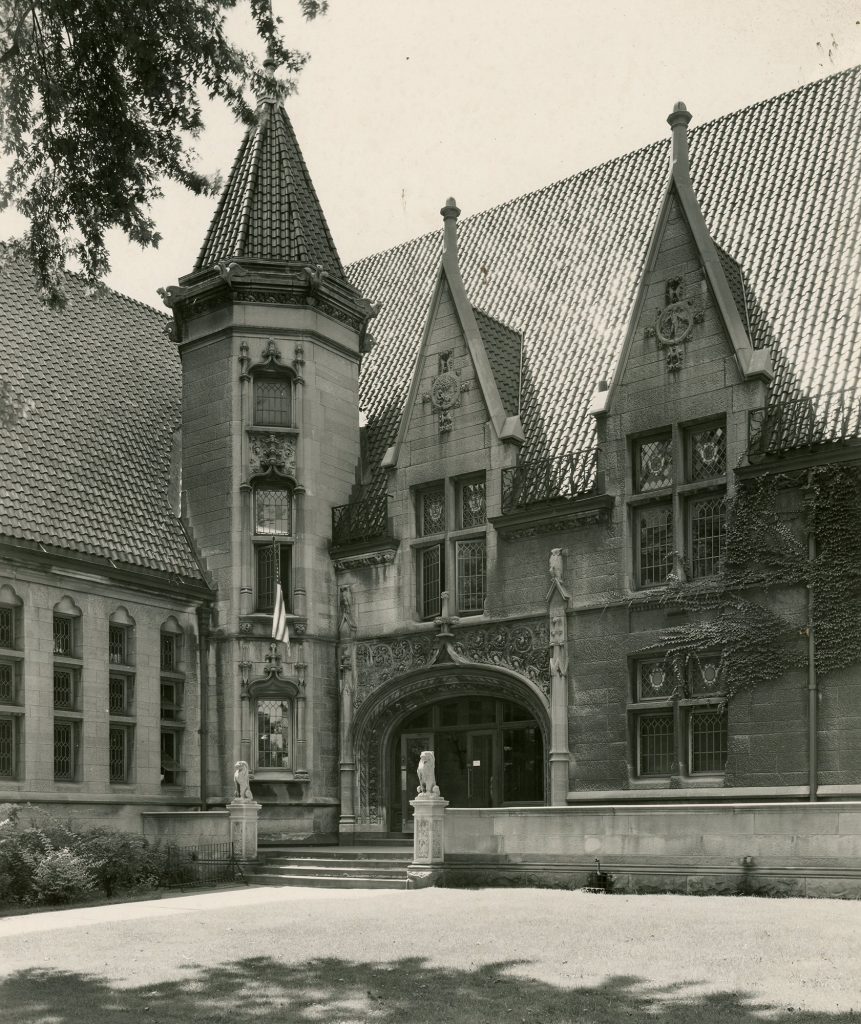 Entrance to Albright Library, where author Glenna Lang conducted research. 